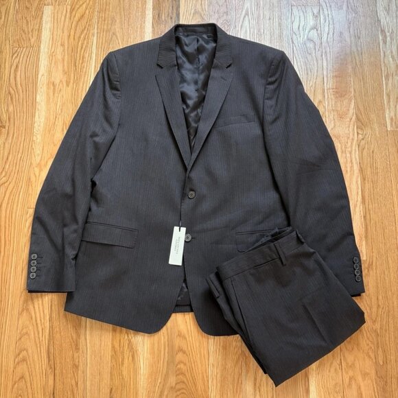 NWT Versace Collection 2pc Pinstripe Charcoal Grey Suit 58/48R 40W MSRP $1395 - Picture 1 of 16